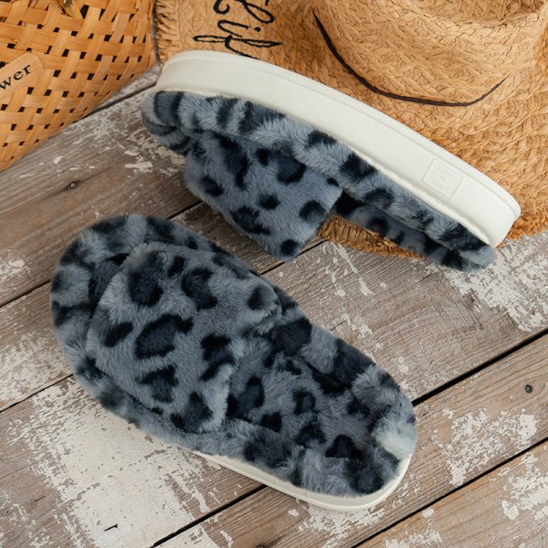 Fashion Winter Slipper Leopard Print Thick-soled Warm Fur Slippers Home Indoor And Wutdoor Shoes