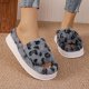 Fashion Winter Slipper Leopard Print Thick-soled Warm Fur Slippers Home Indoor And Wutdoor Shoes